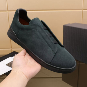 Giày thể thao nam vải bố kiểu dáng giản dị, cổ thấp, mũi tròn, lót da thật, nhẹ, buộc dây, theo xu hướng thời trang - Product Image 5