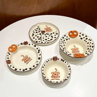 Assiette creuse en céramique rétro à imprimé léopard, 8 pouces, mignonne, en relief, pour le pain