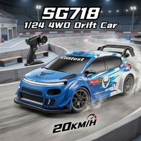 Voiture RC de drift 4x4 2,4 GHz - Haute vitesse 20 km/h, 4 canaux, portée 100 m, prête à l'emploi, pneus remplaçables et lumières LED - Jouet de drift, cadeau