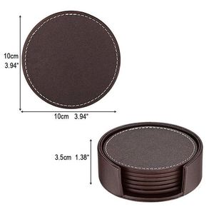 Sous-verres en cuir PU 10x10cm avec logo personnalisé, résistants à la chaleur, imperméables, estampage à chaud doré, tapis à café pour cadeau d'entreprise - Product Image 2