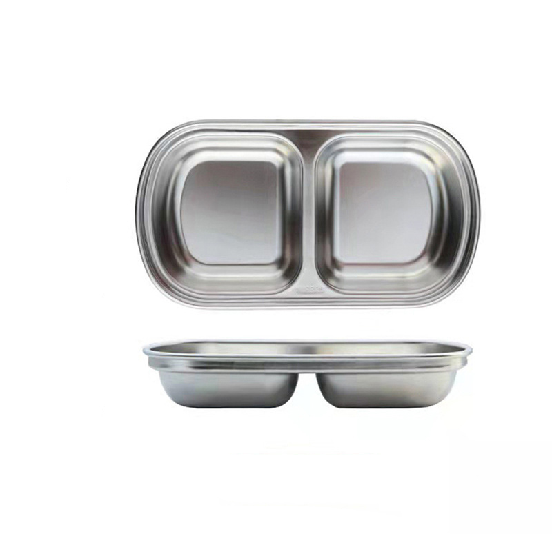 Assiette carrée de luxe en argent 304 vaisselle coréenne durable pour le trempage de la viande rôtie et le plat d'assaisonnement pour marmite chaude