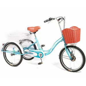 old people gift factory china pedals by man open basket adult 3 wheels steel frame Cargo Tricycle