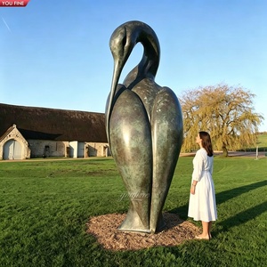 Sculpture d'oiseau <span class=keywords><strong>héron</strong></span> abstrait en bronze YOUFINE, grande statue de grue en métal pour la décoration paysagère de jardin - Product Image 6