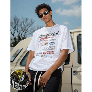 T-shirt homme personnalisé 100% coton 270G, manches courtes, coupe ample, style streetwear, effet vieilli et délavé, avec logo Racing, couleur foncée, <span class=keywords><strong>pour</strong></span> l'été - Product Image 3