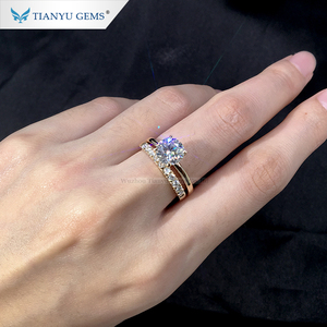 Tianyu Gems Hàng Mới Về Moissanite Wedding Ring Đặt Vòng 7.5nn DEF Chất Lượng Cao Moissanite Đá Quý Nhẫn - Product Image 6