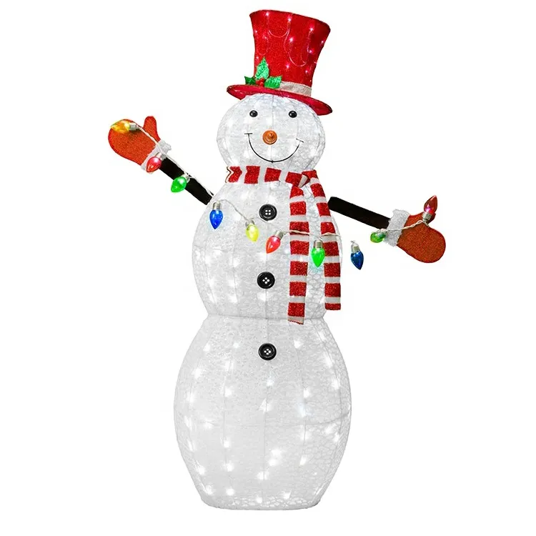 52IN 105L 115L LED SNOWMAN Glitter Christmas Snowman 3D Sculpture Lights For Outdoor Decor