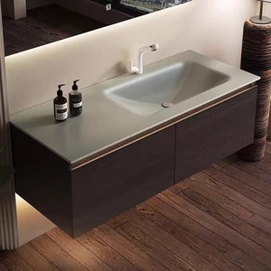 ตู้ห้องน้ำแบบรวมอ่างล้างหน้าแบบโค้งร้อนสไตล์จีน อ่างล้างหน้าแบบรวม - Product Image 1