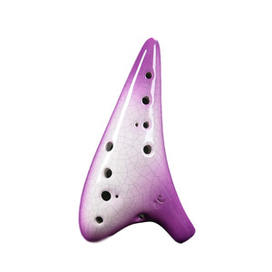 Ocarina en céramique violette dégradée à 12 trous, tonalité C alto, instrument à vent au son agréable et précis, avec tutoriel d'apprentissage - Vente en gros usine - Product Image 1