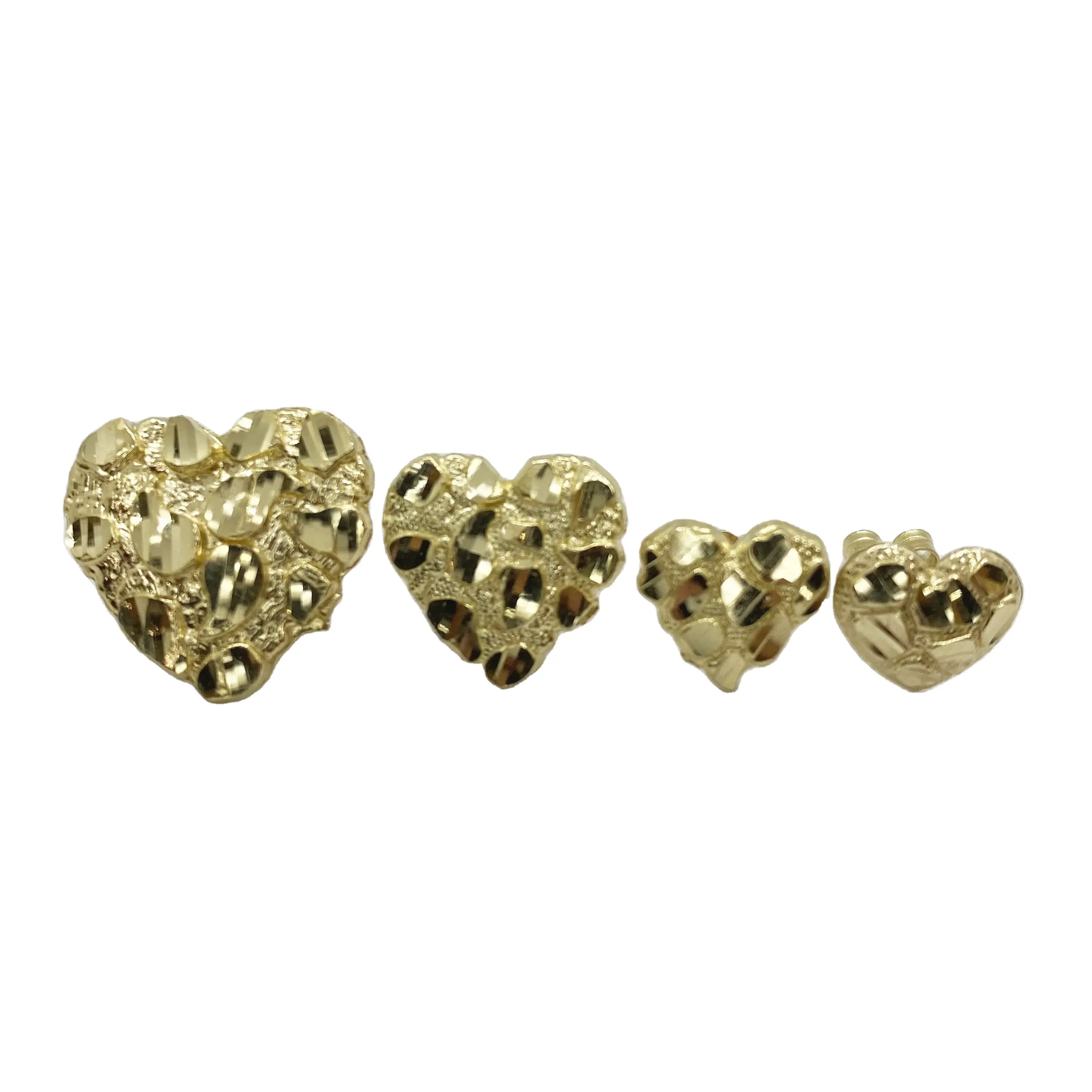 Duyizhao mode Hip Hop 14k emas disepuh hati Nugget desain anting Stud Back untuk Gadis Wanita Perhiasan