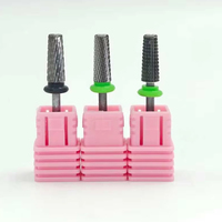 JadeNail Brocas de Carburo de Tungsteno Plateadas 5 en 1 con Dientes Cruzados Especiales, Punta Plana Cónica para Pulir Puntas de Uñas Acrílicas