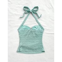 Top Halter Personalizado para Mujer 2026, Camiseta de Punto Fruncida Transpirable de Verano con Detalle de Estrella de Mar, 100% Poliéster