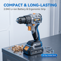 Perceuse-visseuse sans fil 21V, batterie Li-Ion 2.0Ah, compacte, ergonomique, outil électrique professionnel industriel OEM, bois, métal
