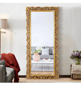 Specchio da Terra a Figura Intera con Cornice Intagliata a Fiori per Salone di Bellezza, Specchio da Parete di Grandi Dimensioni - Product Image 3