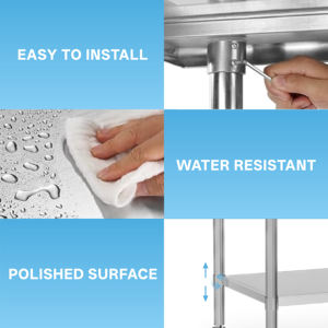 <span class=keywords><strong>Table</strong></span> <span class=keywords><strong>de</strong></span> préparation <span class=keywords><strong>de</strong></span> cuisine commerciale robuste en acier inoxydable 304, finition polie, résistance à la corrosion, roulettes à 4 roues, garantie 5 ans - Product Image 5