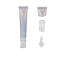 Tube à bille cosmétique bleu clair 19 mm 10 ml 20 ml avec tête de massage à bille métallique pour crème contour des yeux et sérum, logo personnalisé