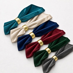 Serviettes en velours et lin faites à la main, de haute qualité, durables, taille personnalisée, tissu brodé, carrées 60x60cm, napperons de table, logo personnalisé pour - Product Image 4