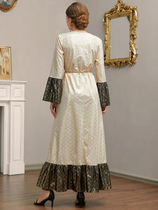 SIPO Modest Traditional Muslim <b>Women's</b> Abaya Dress Embroidered Floral Blooming Maxi Length <b>Cardigan</b> Robe Sashes Long Sleeve for - Product Image 6