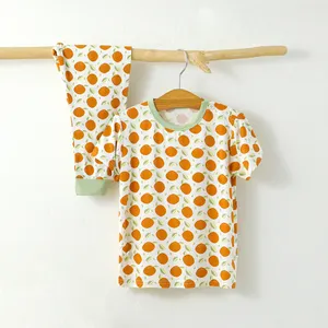 Custom Bamboo Print Designs Infant 2 PCS Summer Short Sleeve Clothes Newborn Pajama Romper Set