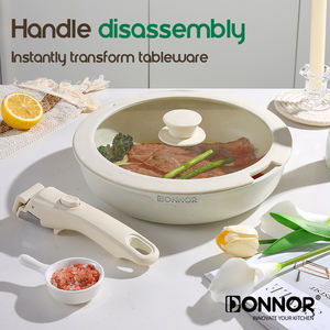 Expédition directe depuis les États-Unis, 5 pièces, ensemble de casseroles et poêles, revêtement antiadhésif en céramique, ensemble de batterie de cuisine <span class=keywords><strong>avec</strong></span> poignées amovibles et couvercles, compatible induction - Product Image 3