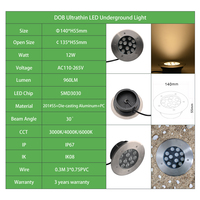 12W SMD3030 Ultra-Mince 55mm Chine Ip67 Led Deck Lights Outdoor 201 # SS + Die-casting Aluminium + PC Shenzhen Deck Light Inground Emmbed