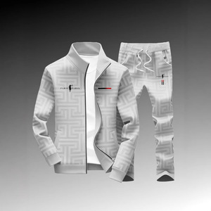 Completo Casual Autunnale <span class=keywords><strong>da</strong></span> <span class=keywords><strong>Uomo</strong></span> con Giacca e <span class=keywords><strong>Pantaloni</strong></span> con Zip, Stampa Digitale, 95% Poliestere 5% Spandex, Bestseller - Product Image 2