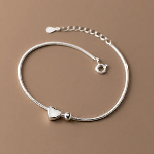 Pulsera de Plata S925 con Cuentas en Forma de Corazón, Cadena de Espina de Serpiente, Pulseras de Corazón para Mujeres y Niñas - Product Image 3