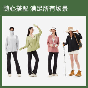 Chaqueta de protección solar con capucha y ala de vinilo negro largo para mujer Ice-feel, ropa antiultravioleta para senderismo al aire libre - Product Image 3