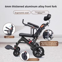Fauteuil roulant inclinable antichoc en alliage d'aluminium, pliable, léger, portable, facile à transporter, avec frein à tirette linéaire pour personnes âgées et jeunes