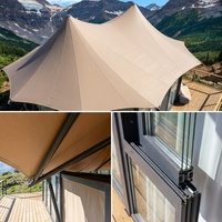 Tente de glamping en toile PVC imperméable, grande, double couche, toutes saisons, résistance au vent 120m 100km/h, protection UV, une chambre, pour le camping