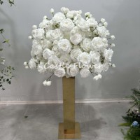 O-X739 OEM Composition florale de mariage en soie, décoration de table de mariage, centre de table boule de fleurs roses rouges et blanches