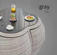Meubles d'extérieur en rotin tissé PE table basse et chaise coussin imperméable jardin balcon café thé canapé