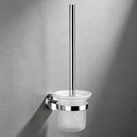Support mural moderne en chrome Metalique 54089-CR pour brosse de toilette, tête remplaçable, installation et nettoyage faciles, durable