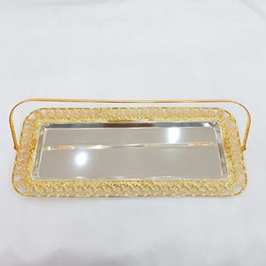 Plateau de service ajouré en fer forgé, or et argent, pour le Ramadan et l'Aïd Moubarak, décoration festive du Moyen-Orient, offre spéciale - Product Image 2