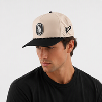 Casquettes de baseball Oxford perforées au laser personnalisées en gros d'usine, bicolores, avec logo en patch ovale en caoutchouc et cordon sur le devant, chapeaux de sport et de golf unisexes