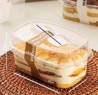 Boîte en plastique transparente jetable de qualité alimentaire, incassable, pour sandwichs, pains, mousses, gâteaux, yaourts, glaces, avec cuillère