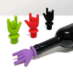 Wholesale Creative Rock Gesture Silicone <b>Wine</b> Stopper Reusable Food Grade Leak-proof Bottle Plug Sealer Fun Party Barware Gift - Product Image 5