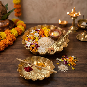 Assiette décorative en métal en forme de fleur, faite à la main, polie, design oriental, vaisselle et assiettes de mariage - Product Image 1