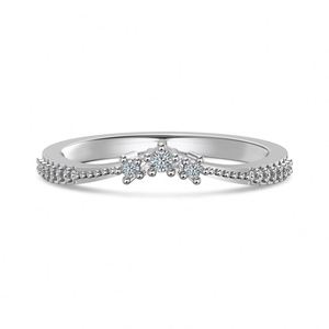 Dylam <b>Dainty</b> Design 925 Sterling Silver Sparkle D Color VVs1 Moissanite V Shape Eternity Band Daily Dress-up Jewelry <b>Rings</b> - Product Image 1
