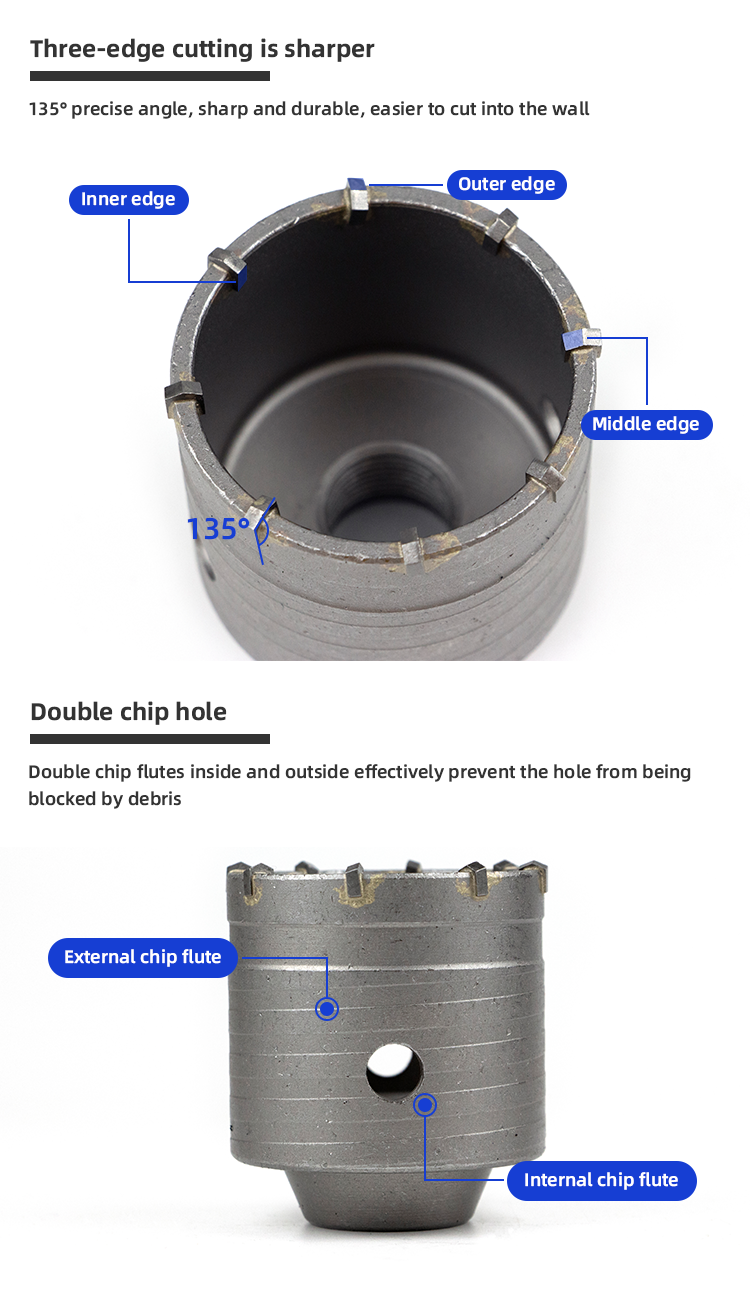 Concrete Hole Saw Drill Bit Set TCT Hole Saw Cutter Carbide Hole Saw