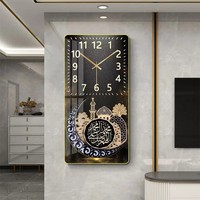 Peinture murale religieuse musulmane en porcelaine de cristal avec calligraphie arabe islamique, vente en gros d'usine, décoration artistique avec horloge