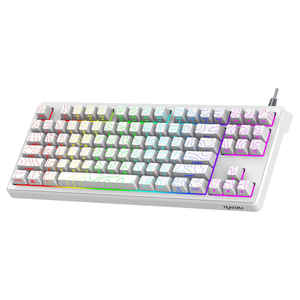 DG87 Wired Mechanical RGB Gaming <b>Keyboard</b> 87KEY Cracks <b>USB</b>-C Desktop Rapid Trigger High Accuracy BLACK AND WHITE - Product Image 1