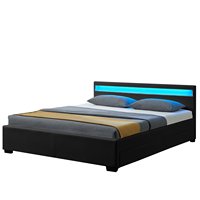 Ensemble design moderne pour chambre à coucher lit double à DEL/lit king size avec tiroirs de rangement Lits rembourrés