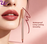 Pensil Lip Liner Cokelat Krim Vegan Label Pribadi Logo Kustom 12 Warna Tahan Air Tahan Lama Pigmentasi Tinggi Hasil Matte