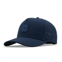 Casquette de golf ToughRhino personnalisée avec logo en PVC, 5 panneaux, imperméable, découpée au laser, perforée, casquette de sport de type baseball