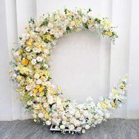 Hochzeitsdekoration Künstliche Blumen Mondbogen-Hintergrund Seidenrosen-Blumenarrangement für Zeremonien, Partys und Events Großhandel Deko