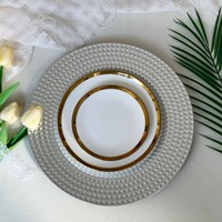 Assiette de Présentation Ronde Élégante en Plastique Électroplaqué Doré/Argenté, Réutilisable et Durable, 13 Pouces, pour Mariages et Fêtes