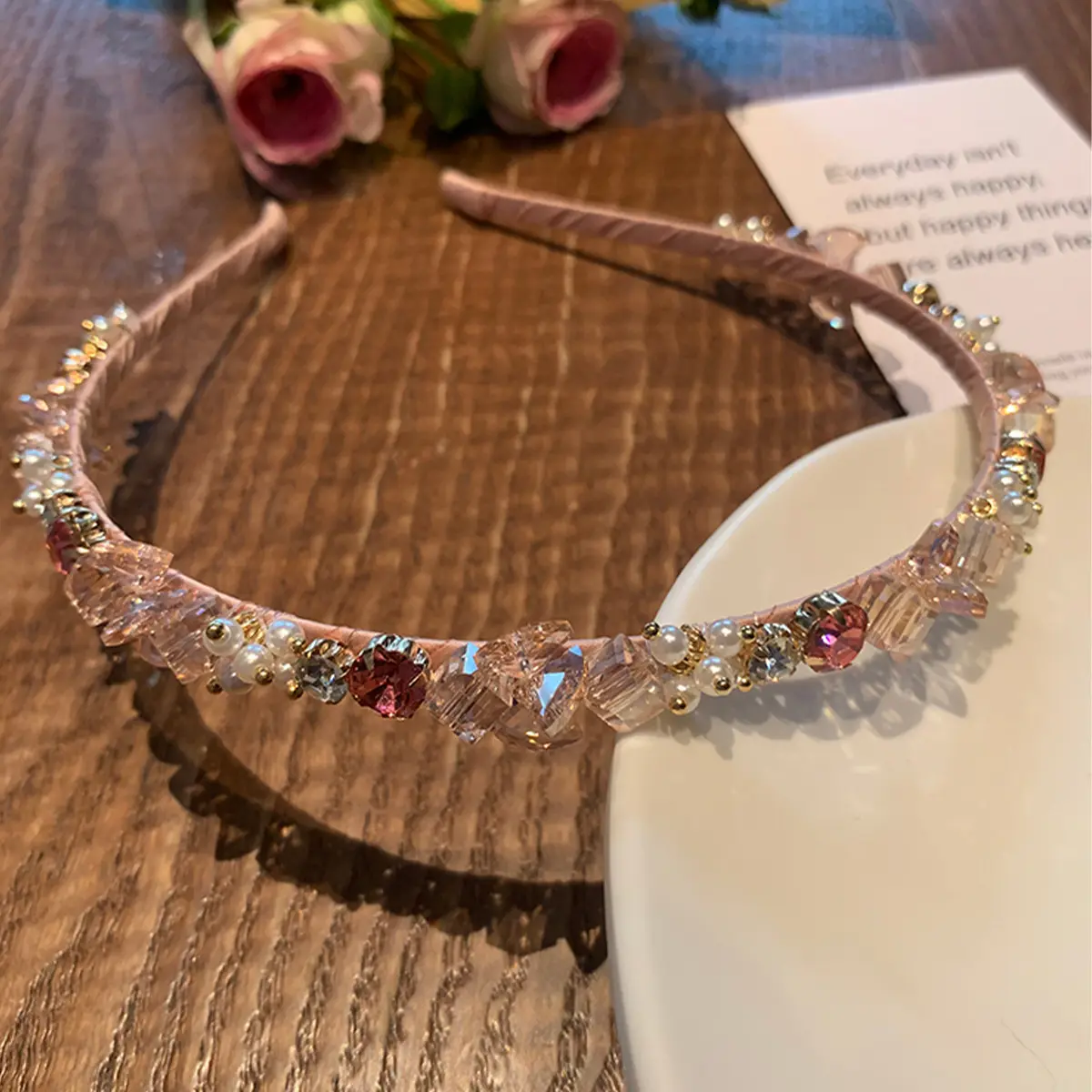 DOMOHO prenses rüzgar kadın Trendy Hairband yıkanabilir kristal zirkon Rhinestone işık doğum günü kartı Card saç çember