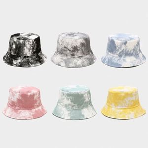 New Tie-Dyed Double-Sided Fisherman Fashion Wide-Brimmed Sunscreen Visor Couples Travel Basin <b>Hat</b> <b>Reversible</b> <b>Bucket</b> Cap - Product Image 2