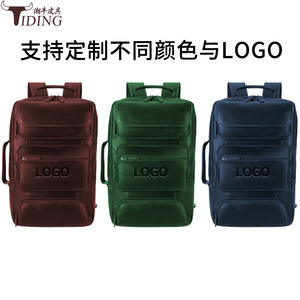 Tiding Genuine Leather <b>Backpack</b> 20-35L Large Capacity Computer Travel Outdoor Mountaineering <b>Backpack</b> Dark <b>Brown</b> - Product Image 4