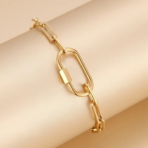 Bracelet tendance minimaliste en acier inoxydable 304 plaqué or 18 carats avec motif cœur et croix, plaqué sous vide 3D, bijoux de poignet - Product Image 3